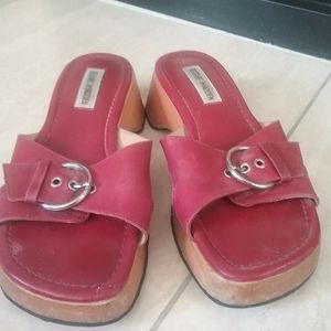 Wooden, slip on , front bucle shoes